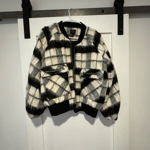 Forever 21 Plaid Puffer Balloon Sleeve Jacket